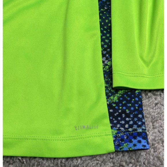 Adidas Boy Size Large Spell Out Logo Fluorescent Green Long Sleeve TShirt School - Picture 5 of 12